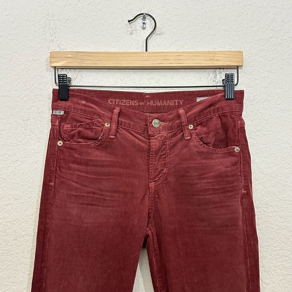 CITIZENS OF HUMANITY Avedon Low Rise Skinny Red Corduroy Jeans in Maroon - Picture 5 of 14